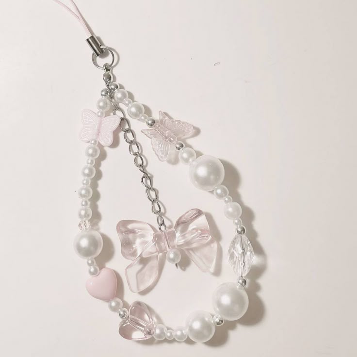 Coquette Pearl Butterfly Phone Charm 🦋🎀