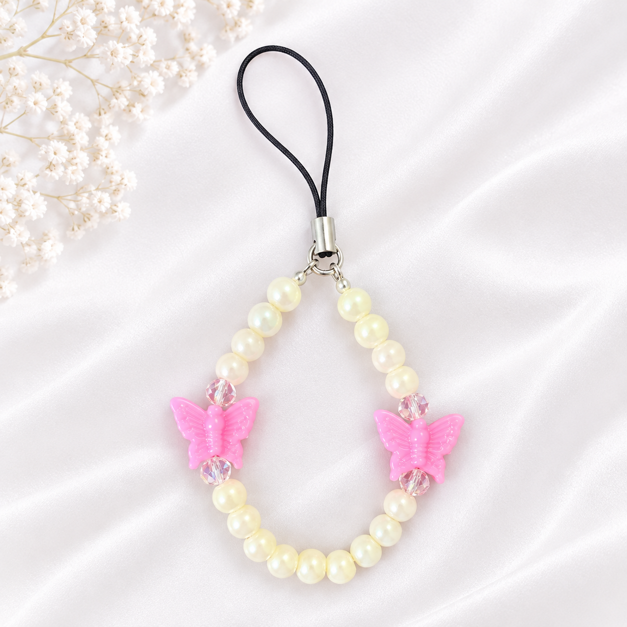 Butterfly Pearl Beaded Phone Charm