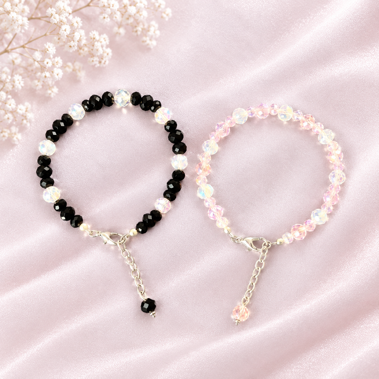 Handmade Crystal Beaded Bracelet – Adjustable Charm Bracelet