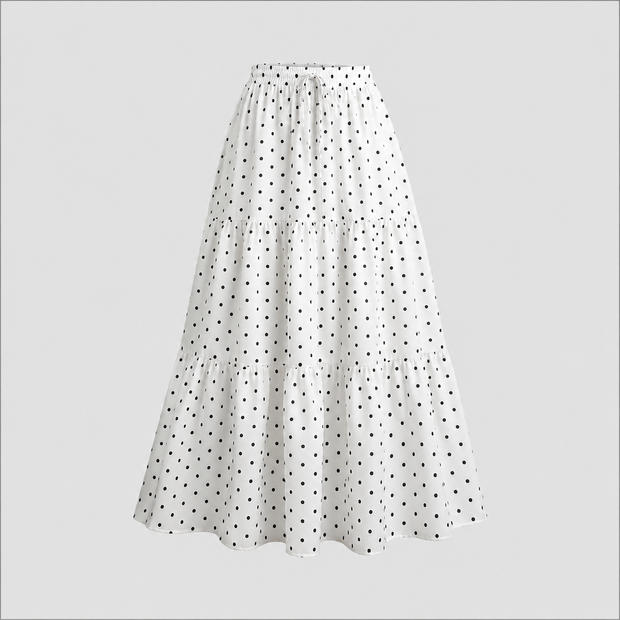 Polka Dot Tiered Maxi Skirt