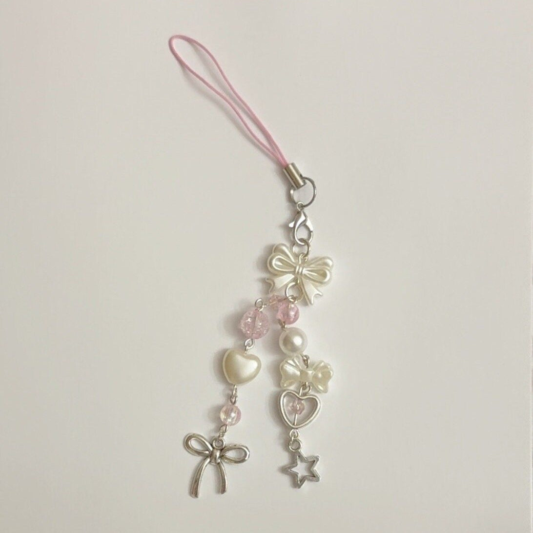 pink coquette bow phone charm