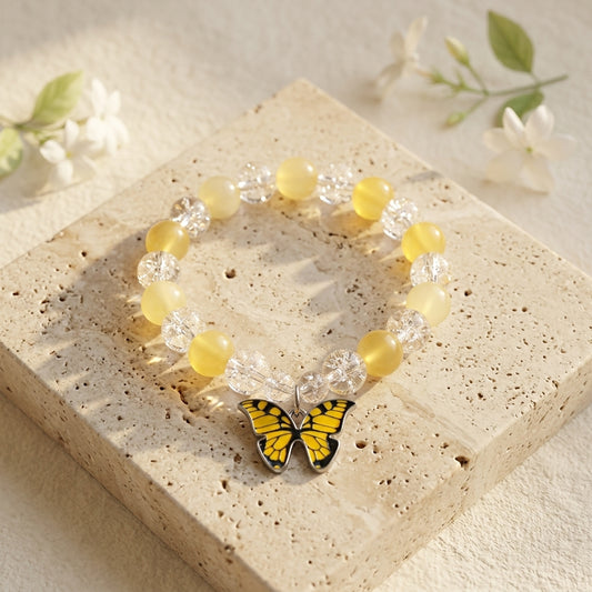 yellow butterfly beaded charm bracelet