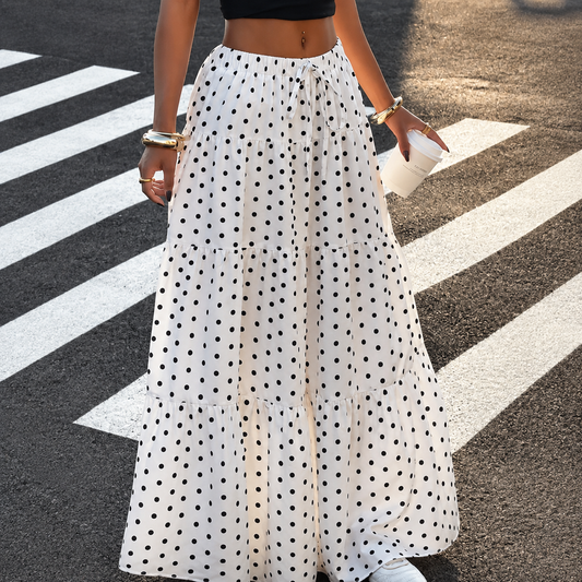 Polka Dot Tiered Maxi Skirt