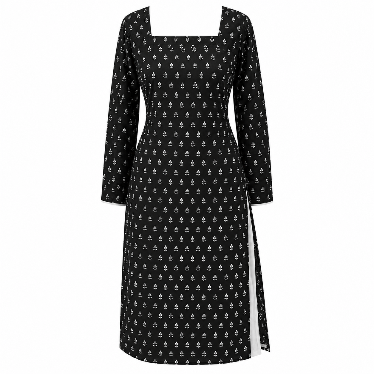 Women’s Black Printed Straight-Cut Kurti