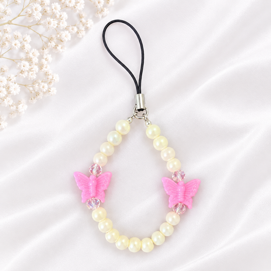 Butterfly Pearl Beaded Phone Charm