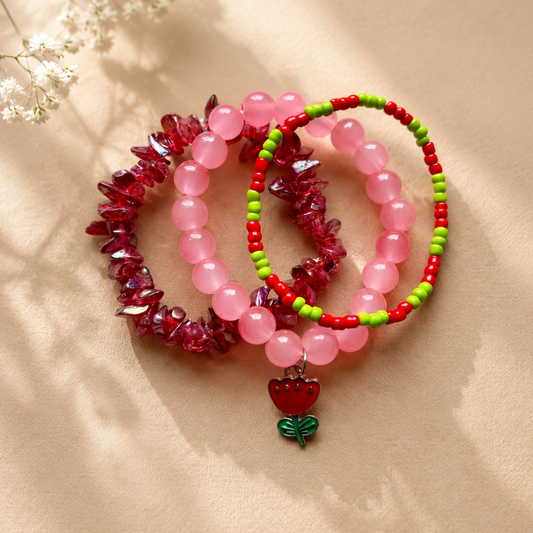 Rosy Bloom Bracelet Stack