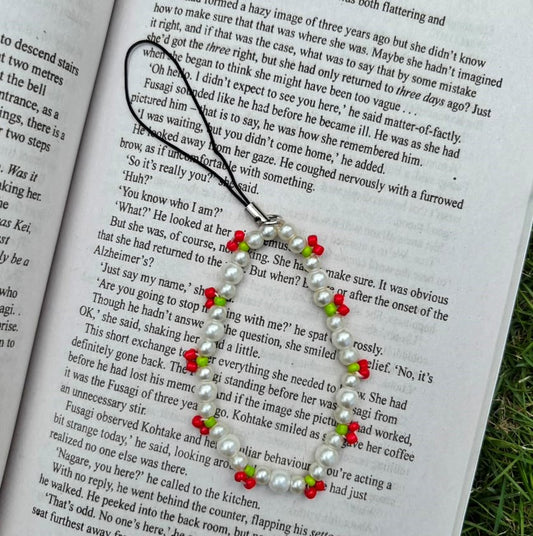 Beaded Cherry Phone Charm